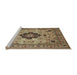 Sideview of Machine Washable Traditional Brown Green Rug, wshtr132