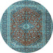 Round Medallion Light Blue Traditional Rug, tr1320lblu