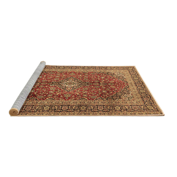 Sideview of Machine Washable Medallion Brown Traditional Rug, wshtr1320brn