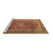 Sideview of Machine Washable Medallion Brown Traditional Rug, wshtr1320brn