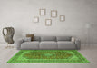 Machine Washable Medallion Green Traditional Area Rugs in a Living Room,, wshtr1320grn