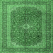 Square Machine Washable Medallion Emerald Green Traditional Area Rugs, wshtr1320emgrn