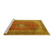 Sideview of Machine Washable Medallion Yellow Traditional Rug, wshtr1320yw