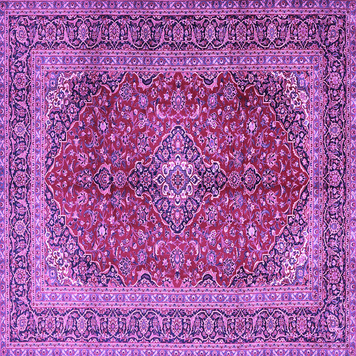 Square Machine Washable Medallion Purple Traditional Area Rugs, wshtr1320pur