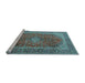 Sideview of Machine Washable Medallion Light Blue Traditional Rug, wshtr1320lblu