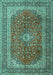 Machine Washable Medallion Turquoise Traditional Area Rugs, wshtr1320turq