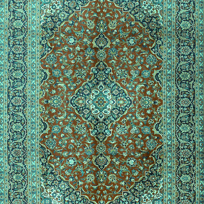 Machine Washable Medallion Turquoise Traditional Area Rugs, wshtr1320turq