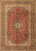 Machine Washable Medallion Brown Traditional Rug, wshtr1320brn