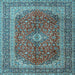 Square Medallion Light Blue Traditional Rug, tr1320lblu