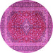 Round Medallion Pink Traditional Rug, tr1320pnk