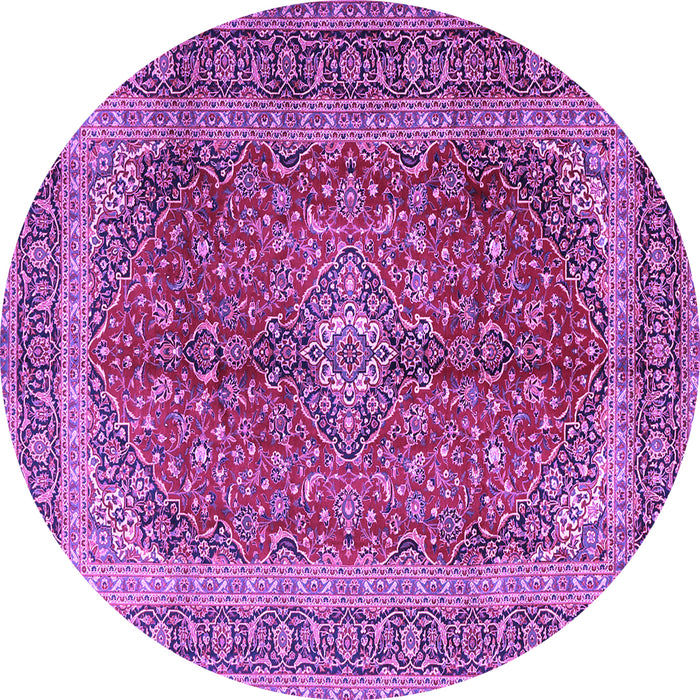 Round Medallion Purple Traditional Rug, tr1320pur