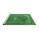 Sideview of Machine Washable Medallion Emerald Green Traditional Area Rugs, wshtr1320emgrn