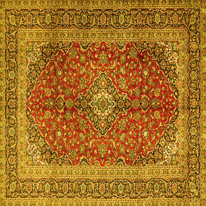 Square Medallion Yellow Traditional Rug, tr1320yw