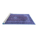 Sideview of Machine Washable Medallion Blue Traditional Rug, wshtr1320blu