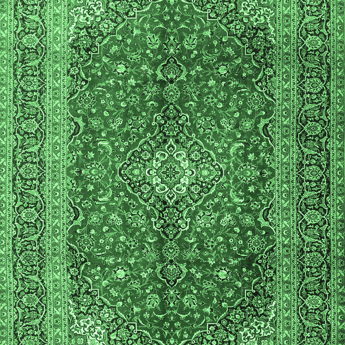 Machine Washable Medallion Emerald Green Traditional Area Rugs, wshtr1320emgrn
