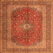 Round Machine Washable Medallion Orange Traditional Area Rugs, wshtr1320org