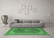 Machine Washable Medallion Emerald Green Traditional Area Rugs in a Living Room,, wshtr1320emgrn