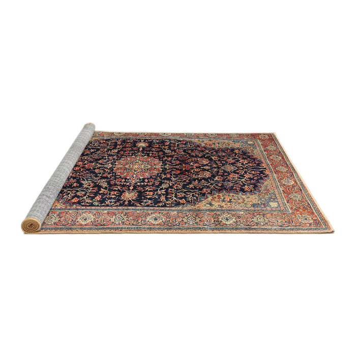 Sideview of Machine Washable Traditional Bakers Brown Rug, wshtr1321