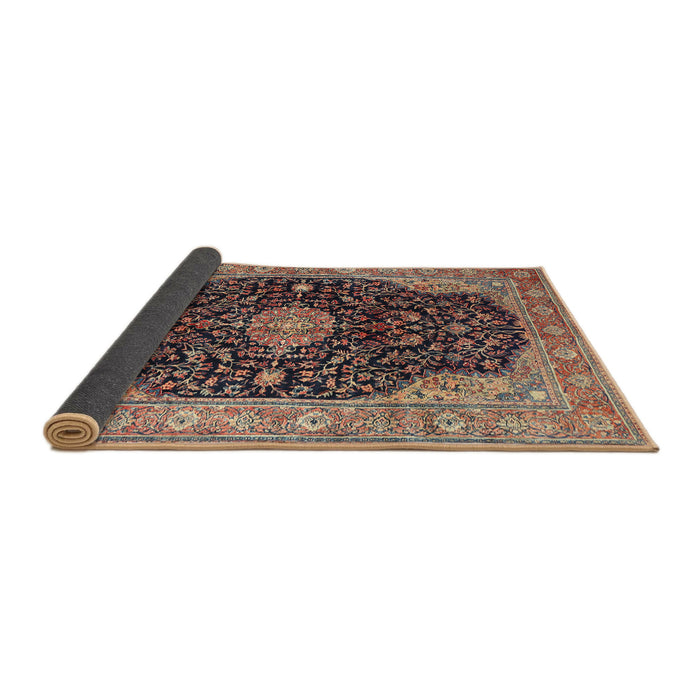 Sideview of Traditional Bakers Brown Medallion Rug, tr1321