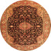 Square Medallion Orange Traditional Rug, tr1321org