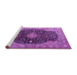 Sideview of Machine Washable Medallion Purple Traditional Area Rugs, wshtr1321pur