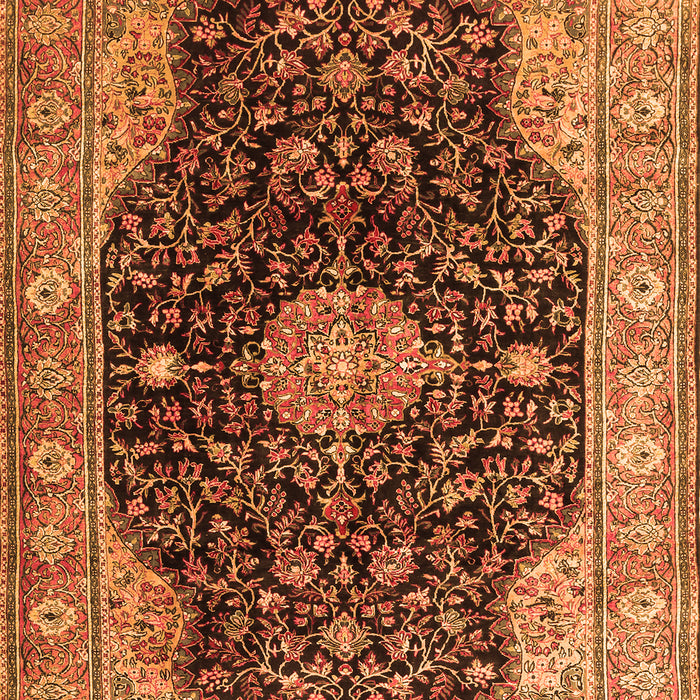 Serging Thickness of Machine Washable Medallion Orange Traditional Area Rugs, wshtr1321org