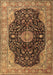 Machine Washable Medallion Brown Traditional Rug, wshtr1321brn