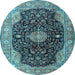 Round Medallion Light Blue Traditional Rug, tr1321lblu