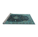 Sideview of Machine Washable Medallion Light Blue Traditional Rug, wshtr1321lblu