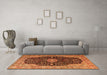 Machine Washable Medallion Orange Traditional Area Rugs in a Living Room, wshtr1321org