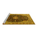 Sideview of Machine Washable Medallion Yellow Traditional Rug, wshtr1321yw