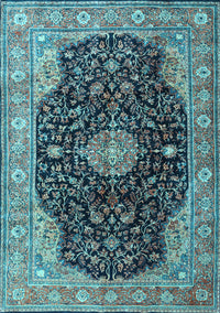 Medallion Light Blue Traditional Rug, tr1321lblu