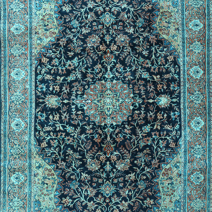 Medallion Light Blue Traditional Rug, tr1321lblu