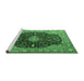 Sideview of Machine Washable Medallion Emerald Green Traditional Area Rugs, wshtr1321emgrn