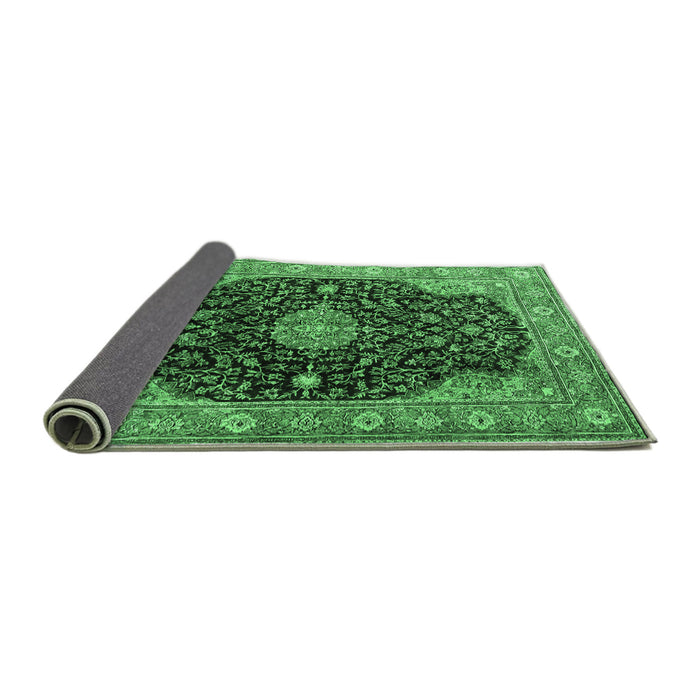 Sideview of Medallion Emerald Green Traditional Rug, tr1321emgrn