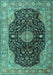 Machine Washable Medallion Turquoise Traditional Area Rugs, wshtr1321turq