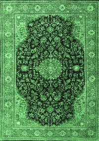 Medallion Emerald Green Traditional Rug, tr1321emgrn