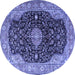 Round Medallion Blue Traditional Rug, tr1321blu