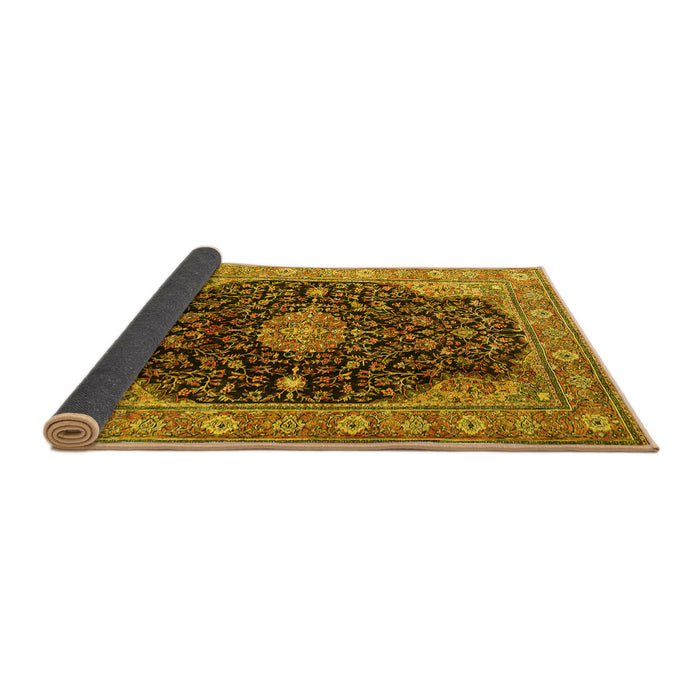 Sideview of Medallion Yellow Traditional Rug, tr1321yw