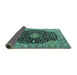 Sideview of Medallion Turquoise Traditional Rug, tr1321turq