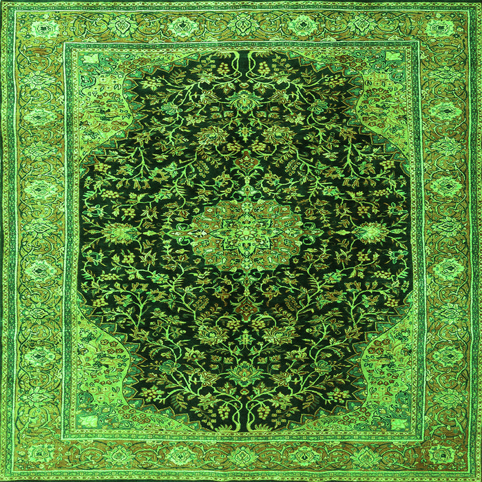 Serging Thickness of Medallion Green Traditional Rug, tr1321grn