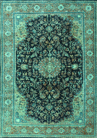 Medallion Turquoise Traditional Rug, tr1321turq