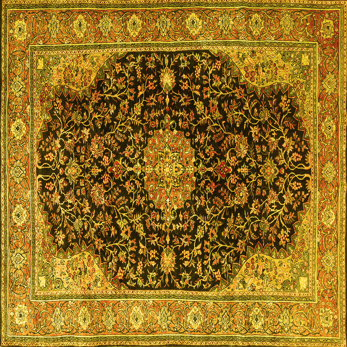 Square Medallion Yellow Traditional Rug, tr1321yw