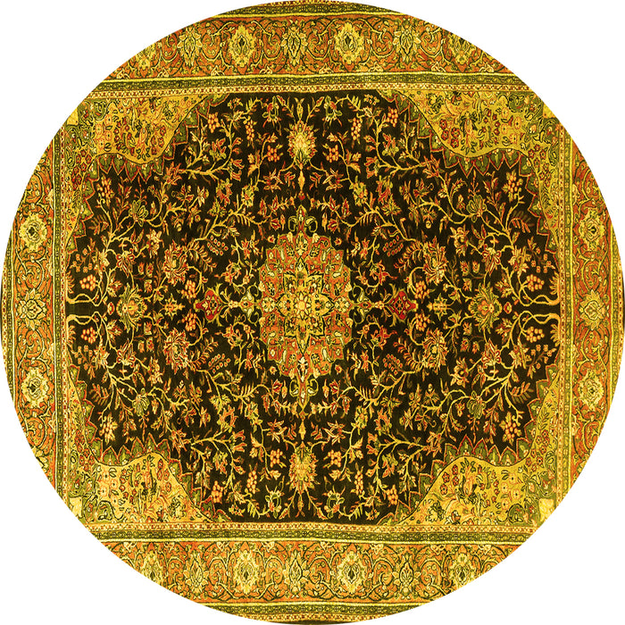 Round Medallion Yellow Traditional Rug, tr1321yw