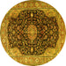 Round Medallion Yellow Traditional Rug, tr1321yw