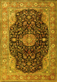 Medallion Yellow Traditional Rug, tr1321yw