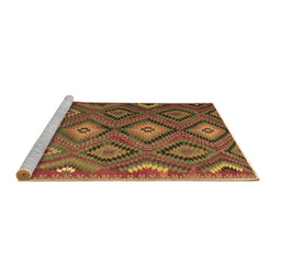 Sideview of Machine Washable Southwestern Brown Country Rug, wshtr1322brn