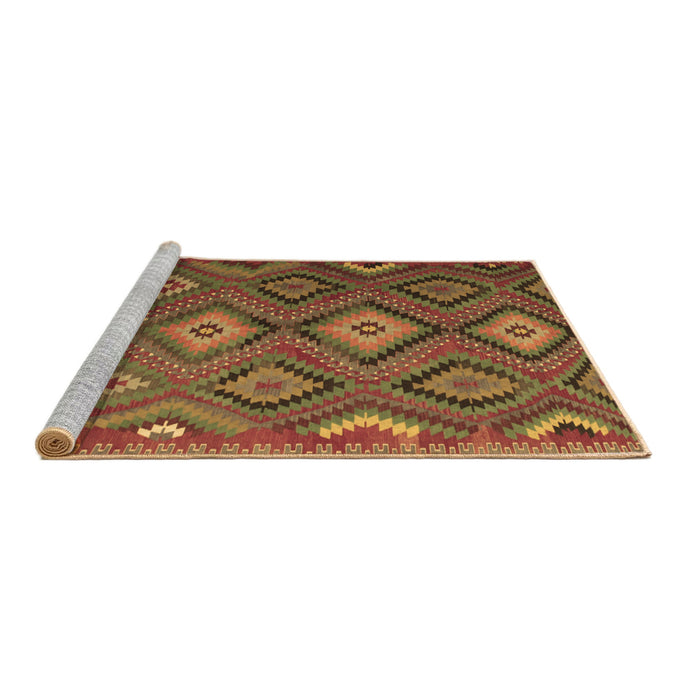 Sideview of Machine Washable Southwestern Brown Country Rug, wshtr1322brn