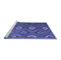 Sideview of Machine Washable Southwestern Blue Country Rug, wshtr1322blu