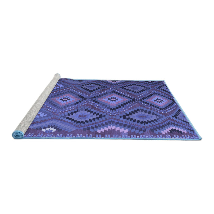 Sideview of Machine Washable Southwestern Blue Country Rug, wshtr1322blu
